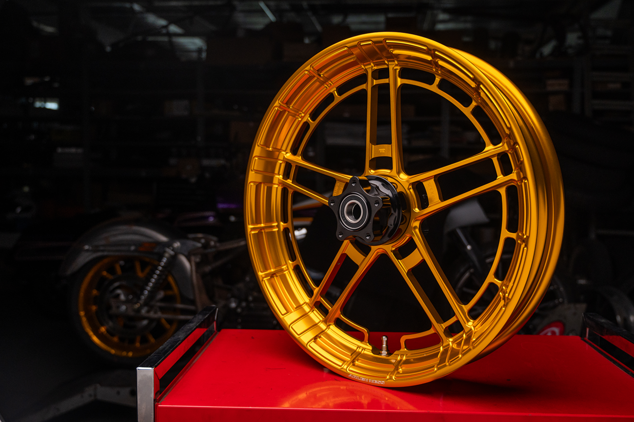 Arlen Ness Flatline Gold 21" x 3.5" Front Motorcycle Wheel for Harley Davidson