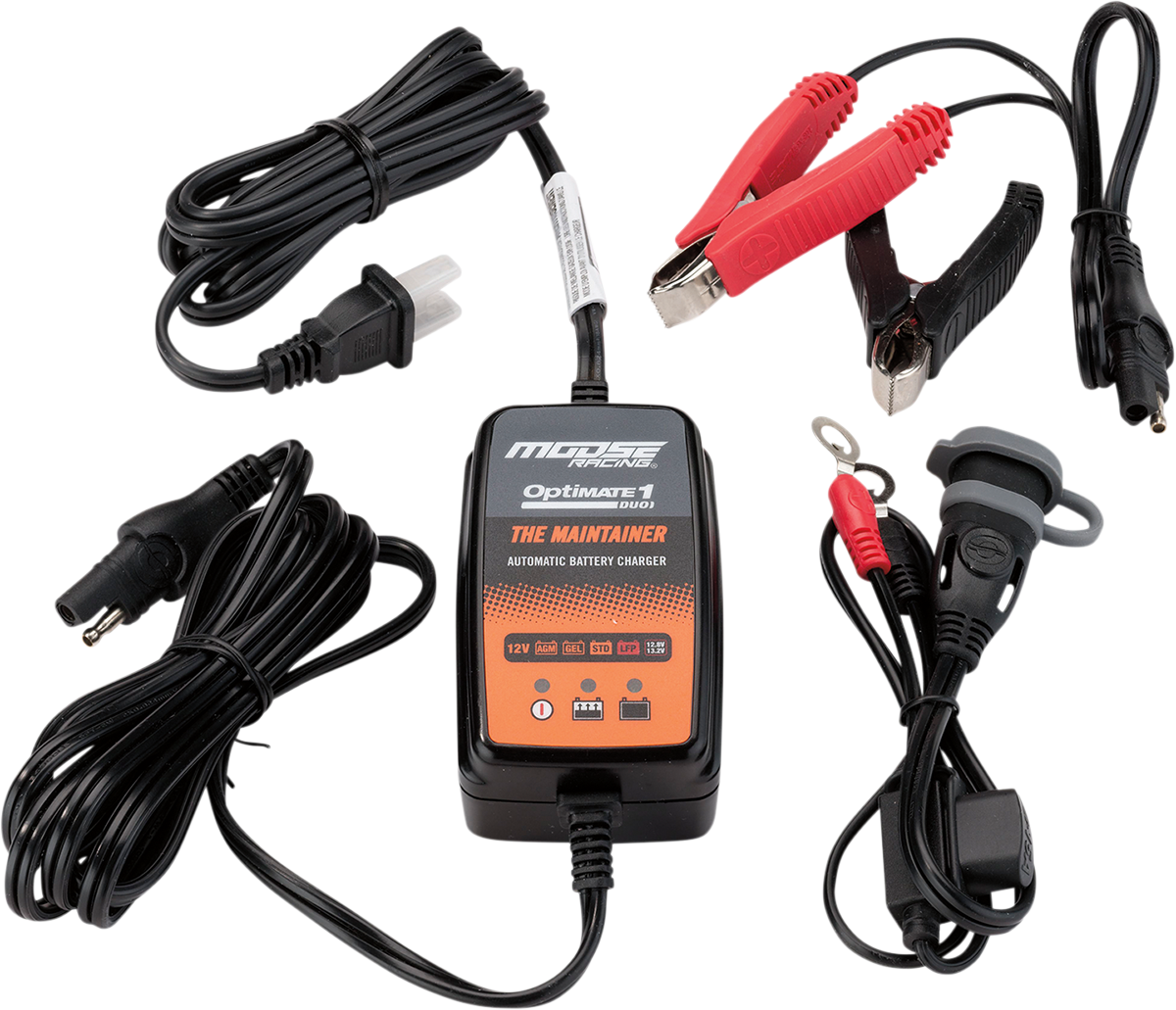 Moose Optimate 1 Duo Battery Charger Tender Maintainer 12V Motorcycle ATV UTV