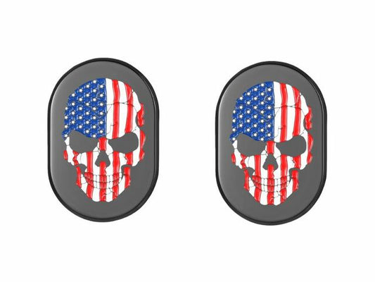Figurati American Flag Skull Black Left Right Antenna Cover 09-23 Harley Touring