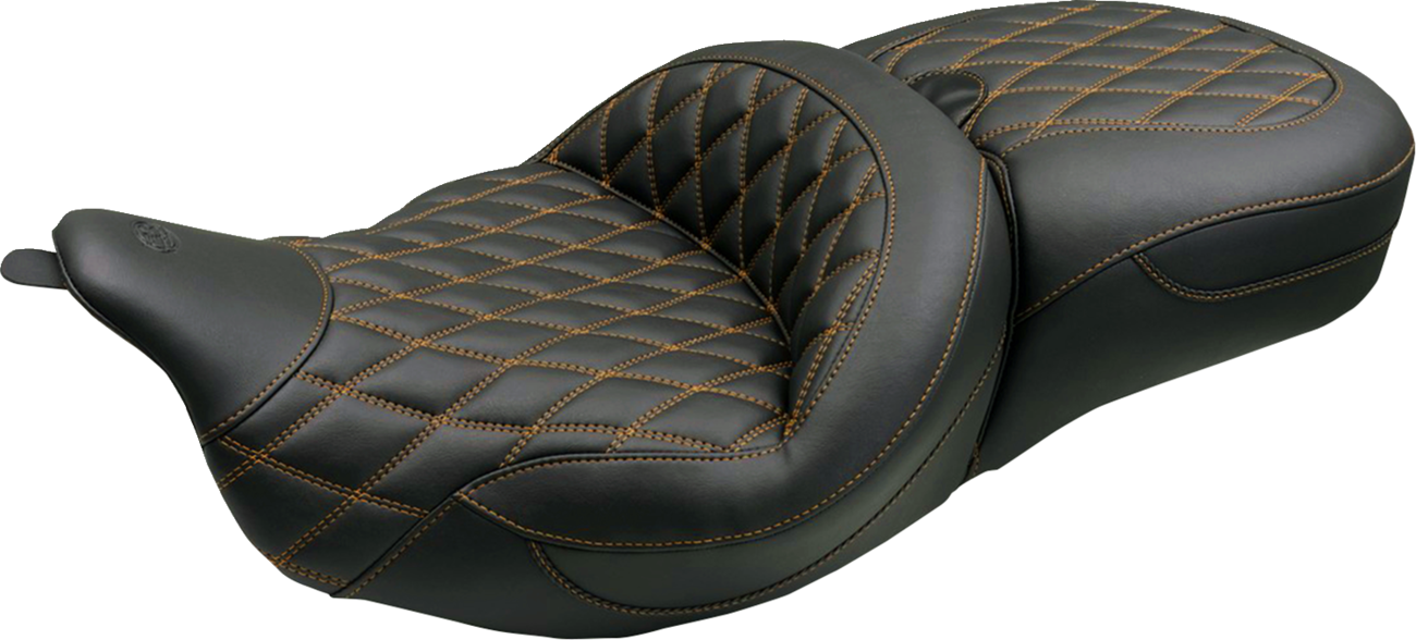 Mustang Super Tour Brown Diamond Extended Seat fits 2008-2025 Harley Touring