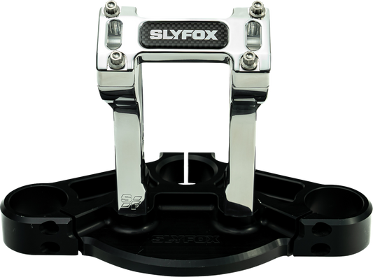 Slyfox Raw 6" Pullback Riser & Top Clamp Kit for Harley Davidson 1" Handlebars