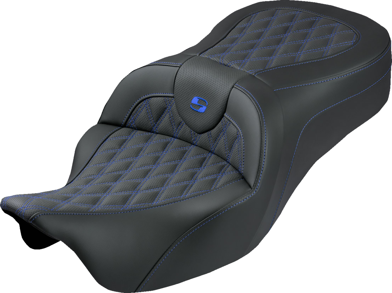 Saddlemen Roadsofa King Blue Lattice Gel Seat fits 2008-2025 Harley Touring