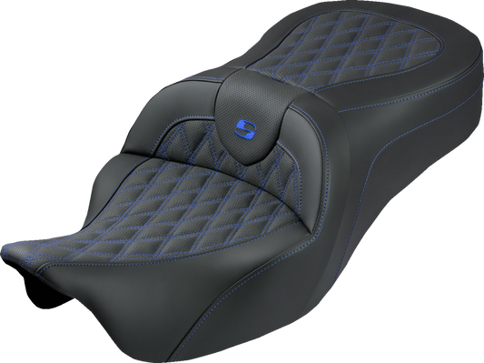 Saddlemen Roadsofa King Blue Lattice Gel Seat fits 2008-2025 Harley Touring