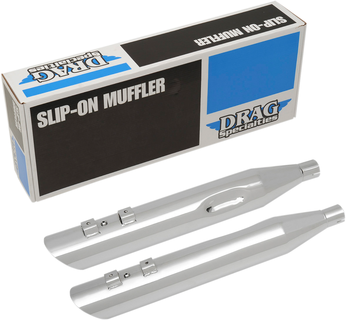 Drag Specialties Chrome 4" Slash-down Exhaust Slip-on Mufflers 1995-2016 Harley
