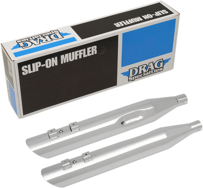 Drag Specialties Chrome 4" Slash-down Exhaust Slip-on Mufflers 1995-2016 Harley