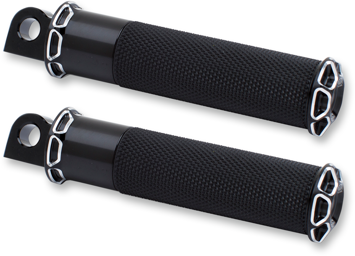 Arlen Ness Fusion Beveled Black Motorcycle Footpegs for Harley Davidson 07-929