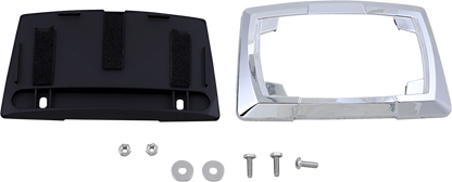 Ciro Chrome Rectangular Motorcycle License Plate Frame Kit for Harley Davidson