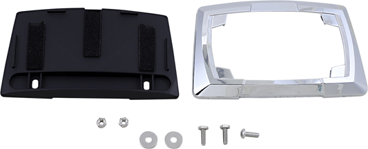 Ciro Chrome Rectangular Motorcycle License Plate Frame Kit for Harley Davidson