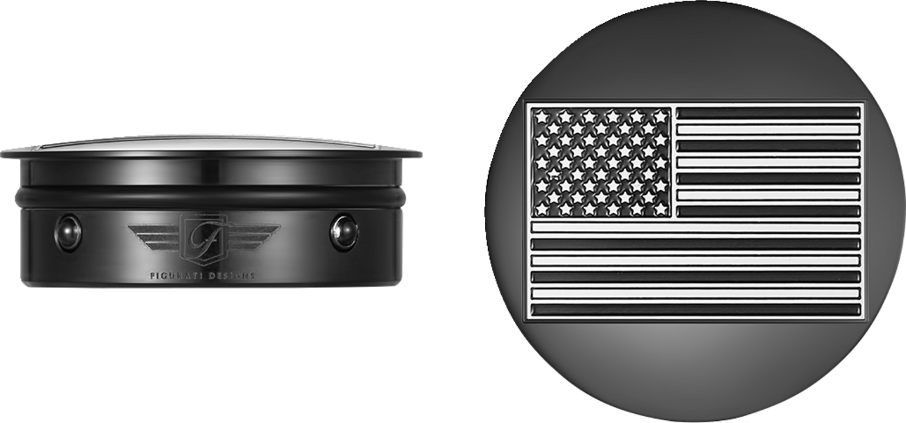 Figurati Designs B&W USA Flag Black Swingarm Covers for 1980-2025 Harley