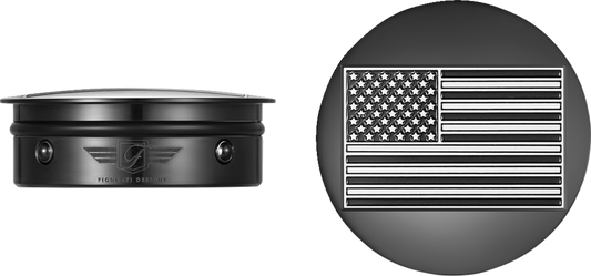 Figurati Designs B&W USA Flag Black Swingarm Covers for 1980-2025 Harley