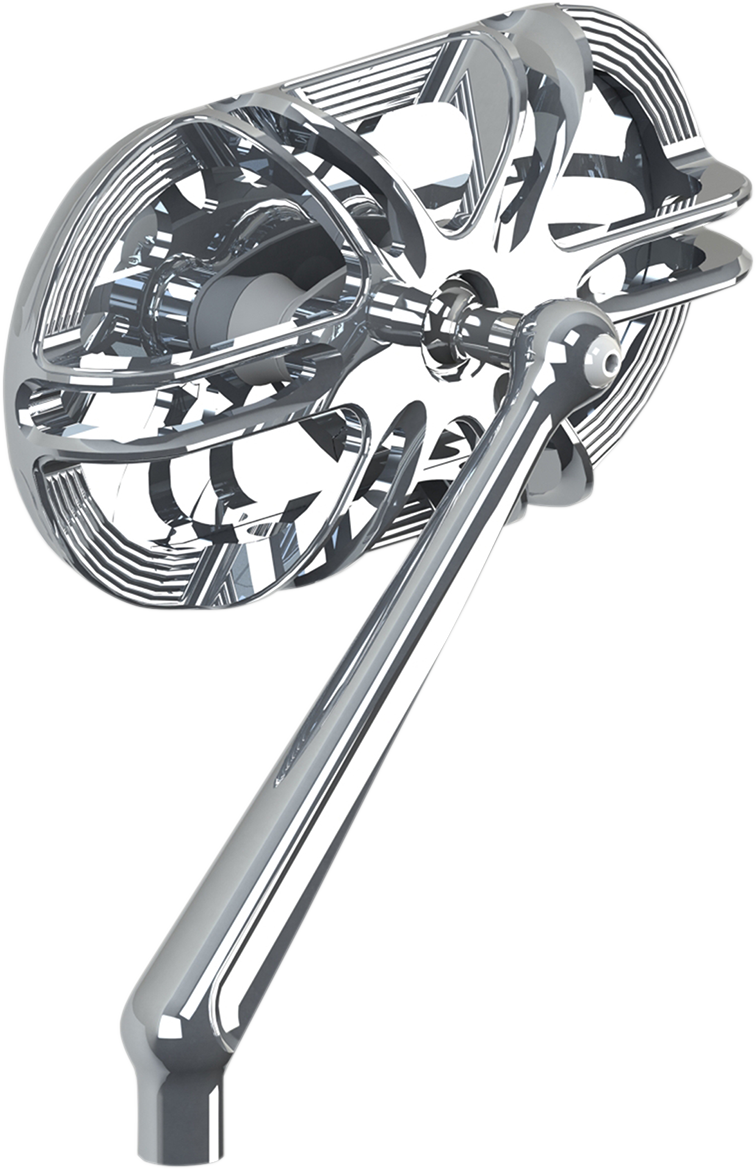 Arlen Ness Chrome Oval Caged Series Left Side Screw in Motorcycle Mirror