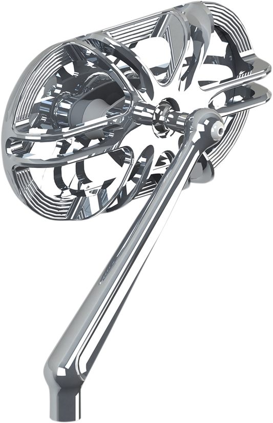 Arlen Ness Chrome Oval Caged Series Left Side Screw in Motorcycle Mirror