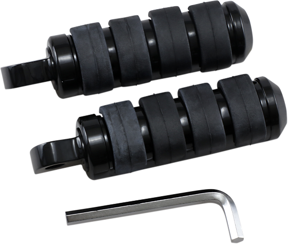 Drag Specialties Large Black Soft Ride Male Mount Footpegs for Harley Davidson