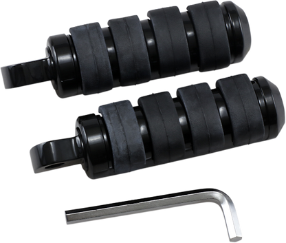 Drag Specialties Large Black Soft Ride Male Mount Footpegs for Harley Davidson