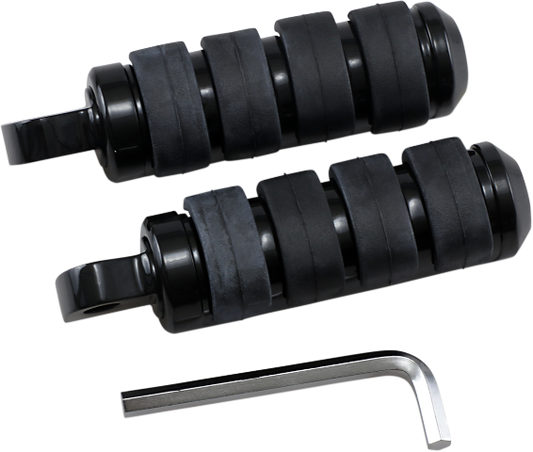 Drag Specialties Large Black Soft Ride Male Mount Footpegs for Harley Davidson