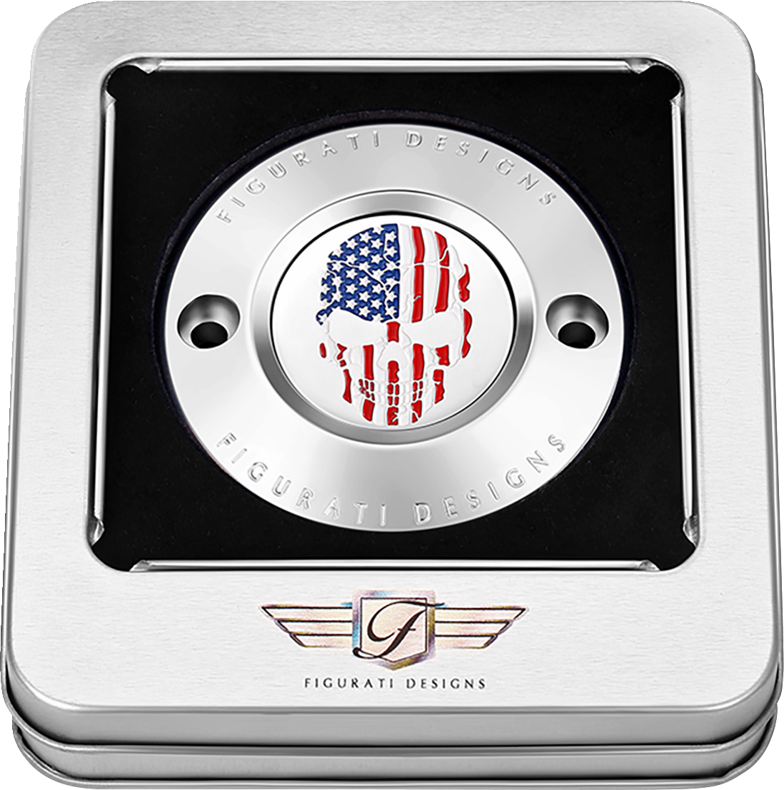 Figurati Designs Skull American Flag Timing Points Cover for 2017-2023 Harley M8