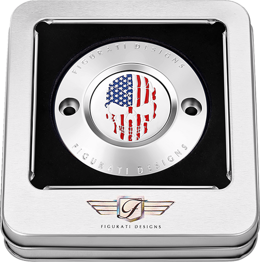 Figurati Designs Skull American Flag Timing Points Cover for 2017-2023 Harley M8