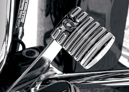 Covingtons Chrome Finned Brake Pedal Pad 1985-2024 Harley Touring Softail FLHX