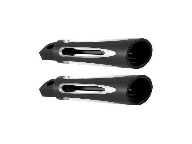 Arlen Ness Ness-Tech black deep cut male mount footpegs Harley FXD FLH XL FLST