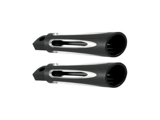 Arlen Ness Ness-Tech black deep cut male mount footpegs Harley FXD FLH XL FLST