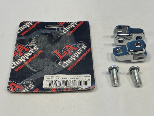 LA Choppers Chrome Pair Motorcycle Footpeg Relocator Kit fits Harley Davidson
