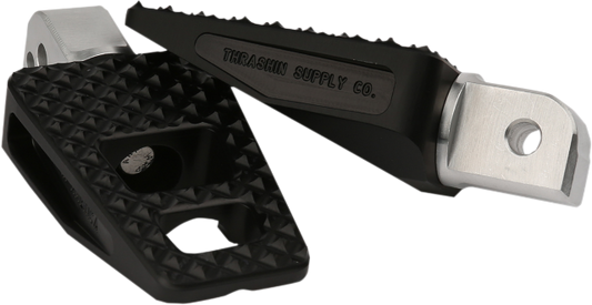Thrashin P-54 Black Passenger Rear Footpegs for 2018-2025 Harley Softail Fat Bob