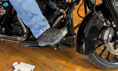 Ciro Black 1-1/4" Universal Motorcycle Front Engine Guard Highway Bar Toe Rest