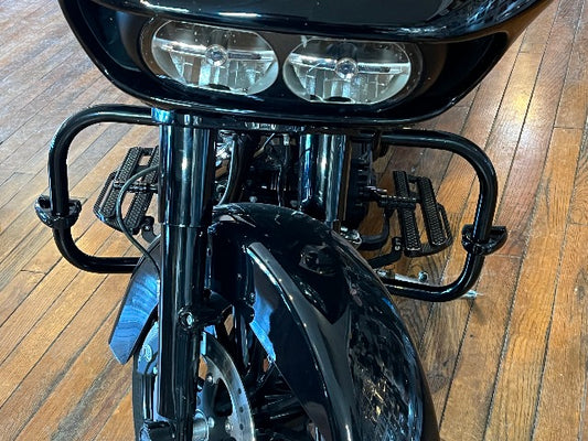 Ciro Black 1-1/4" Universal Motorcycle Front Engine Guard Highway Bar Toe Rest
