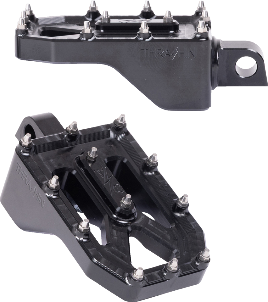 Thrashin Supply Black Aggressor Male Mount Foot Pegs for 1972-2025 Harley