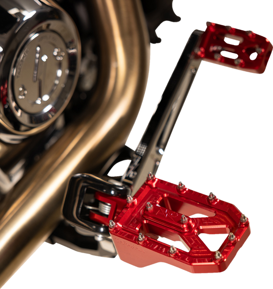 Thrashin Supply Red Aggressor Male Mount Foot Pegs for 1972-2025 Harley Davidson