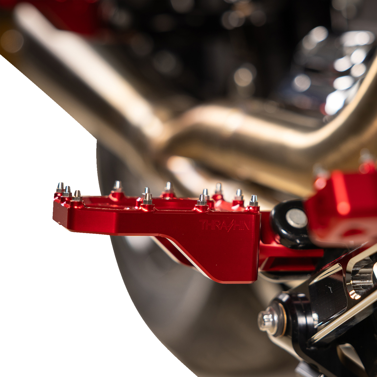 Thrashin Supply Red Aggressor Male Mount Foot Pegs for 1972-2025 Harley Davidson