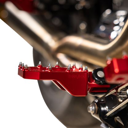 Thrashin Supply Red Aggressor Male Mount Foot Pegs for 1972-2025 Harley Davidson