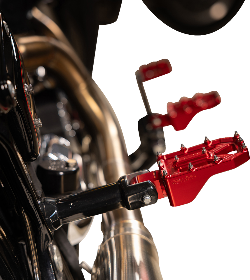 Thrashin Supply Red Aggressor Male Mount Foot Pegs for 1972-2025 Harley Davidson