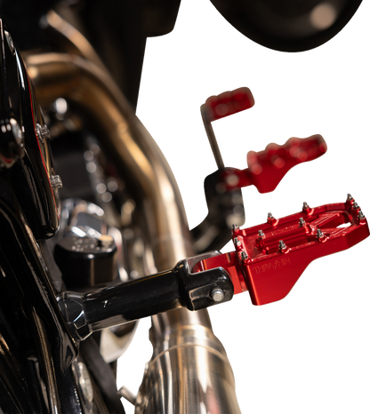 Thrashin Supply Red Aggressor Male Mount Foot Pegs for 1972-2025 Harley Davidson