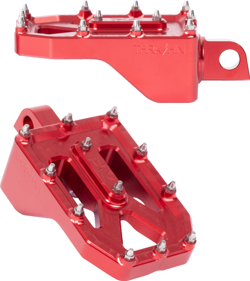 Thrashin Supply Red Aggressor Male Mount Foot Pegs for 1972-2025 Harley Davidson