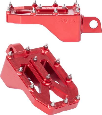 Thrashin Supply Red Aggressor Male Mount Foot Pegs for 1972-2025 Harley Davidson