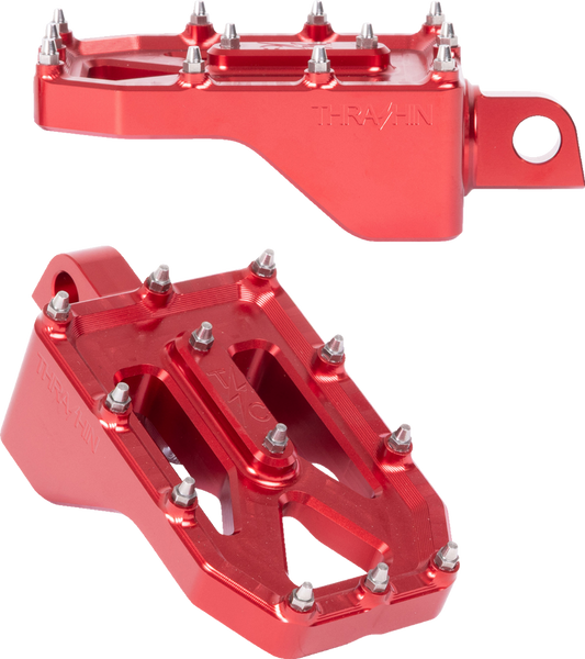Thrashin Supply Red Aggressor Male Mount Foot Pegs for 1972-2025 Harley Davidson