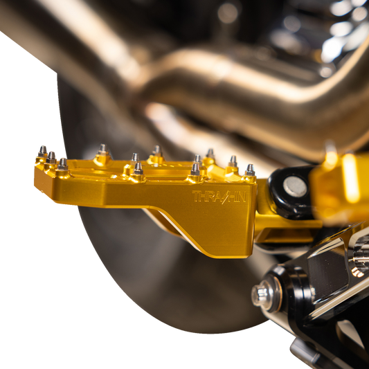 Thrashin Supply Gold Aggressor Male Mount Foot Pegs for 1972-2025 Harley