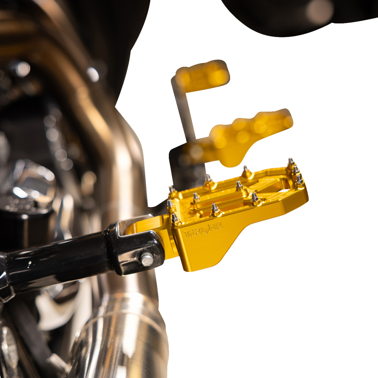 Thrashin Supply Gold Aggressor Male Mount Foot Pegs for 1972-2025 Harley