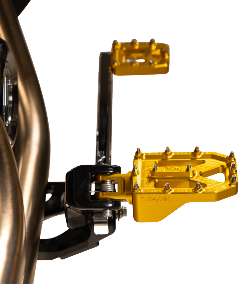 Thrashin Supply Gold Aggressor Male Mount Foot Pegs for 1972-2025 Harley