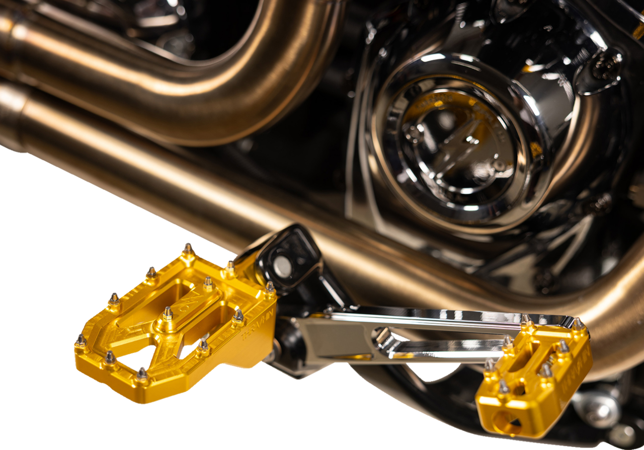 Thrashin Supply Gold Aggressor Male Mount Foot Pegs for 1972-2025 Harley