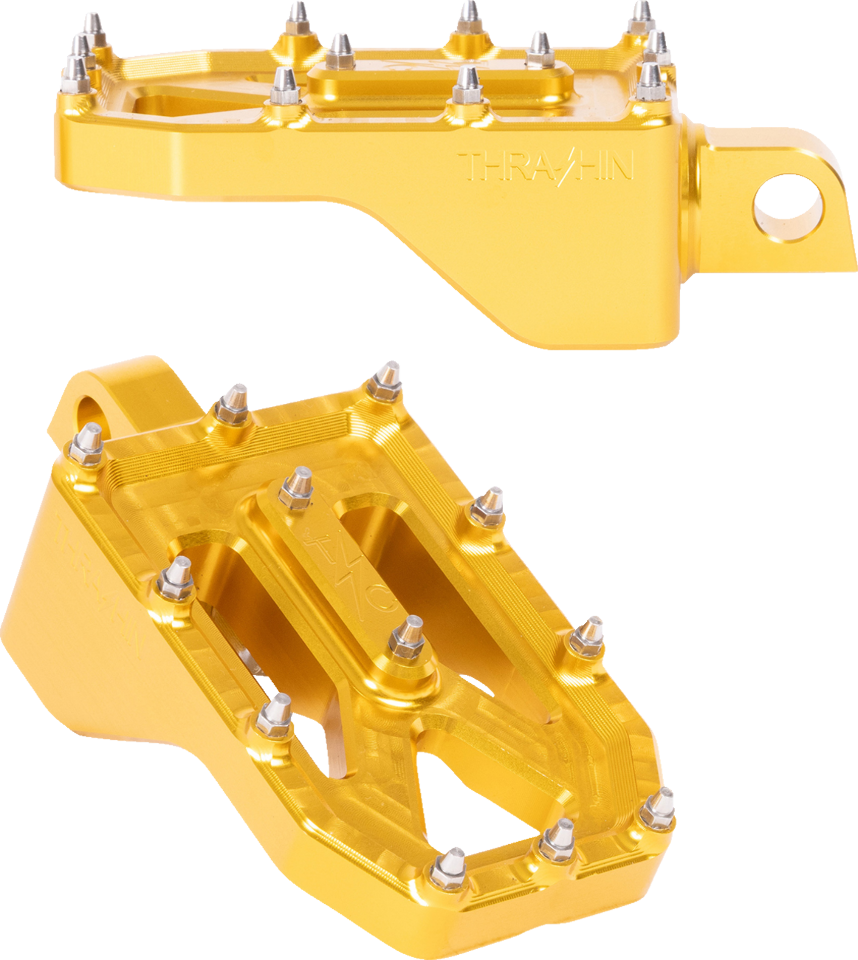 Thrashin Supply Gold Aggressor Male Mount Foot Pegs for 1972-2025 Harley