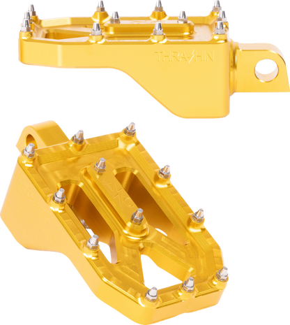 Thrashin Supply Gold Aggressor Male Mount Foot Pegs for 1972-2025 Harley