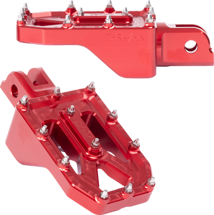 Thrashin Supply Red Aggressor Driver Front Foot Pegs for 2018-25 Harley Softail