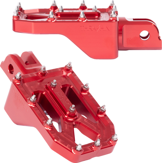 Thrashin Supply Red Aggressor Driver Front Foot Pegs for 2018-25 Harley Softail