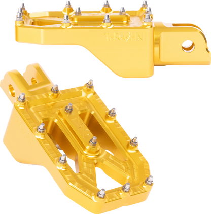 Thrashin Supply Gold Aggressor Driver Front Foot Pegs for 2018-25 Harley Softail