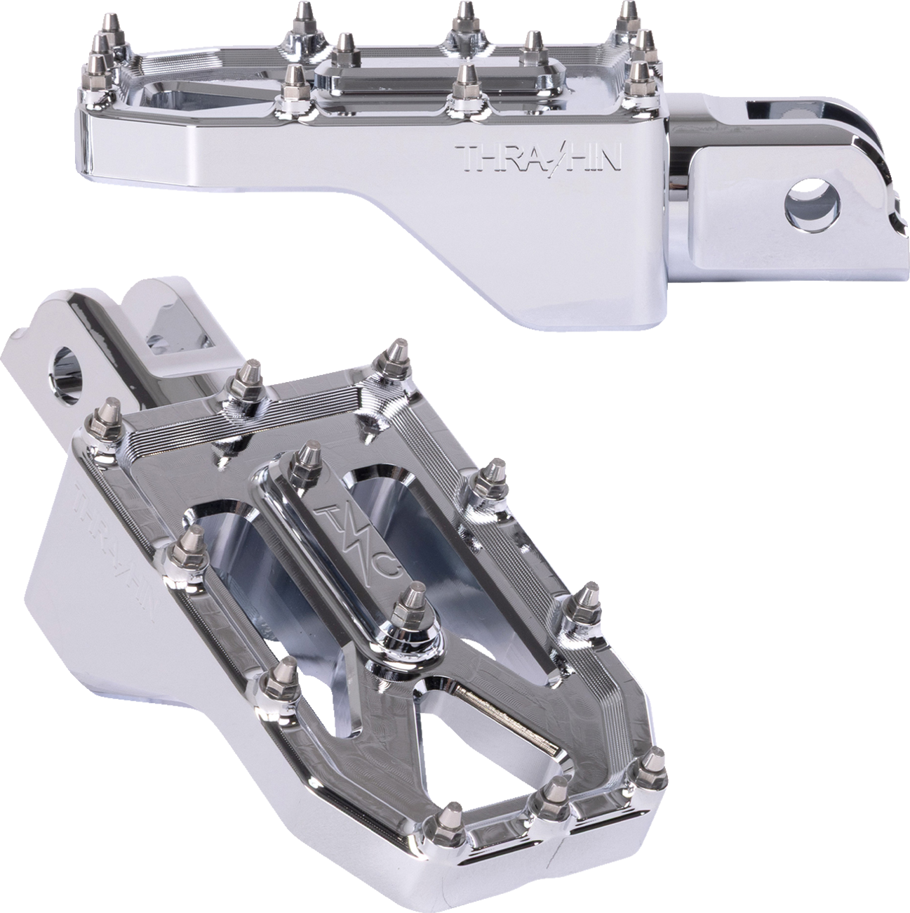 Thrashin Supply Chrome Aggressor Driver Foot Pegs for 2018-2025 Harley Softail