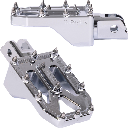 Thrashin Supply Chrome Aggressor Driver Foot Pegs for 2018-2025 Harley Softail
