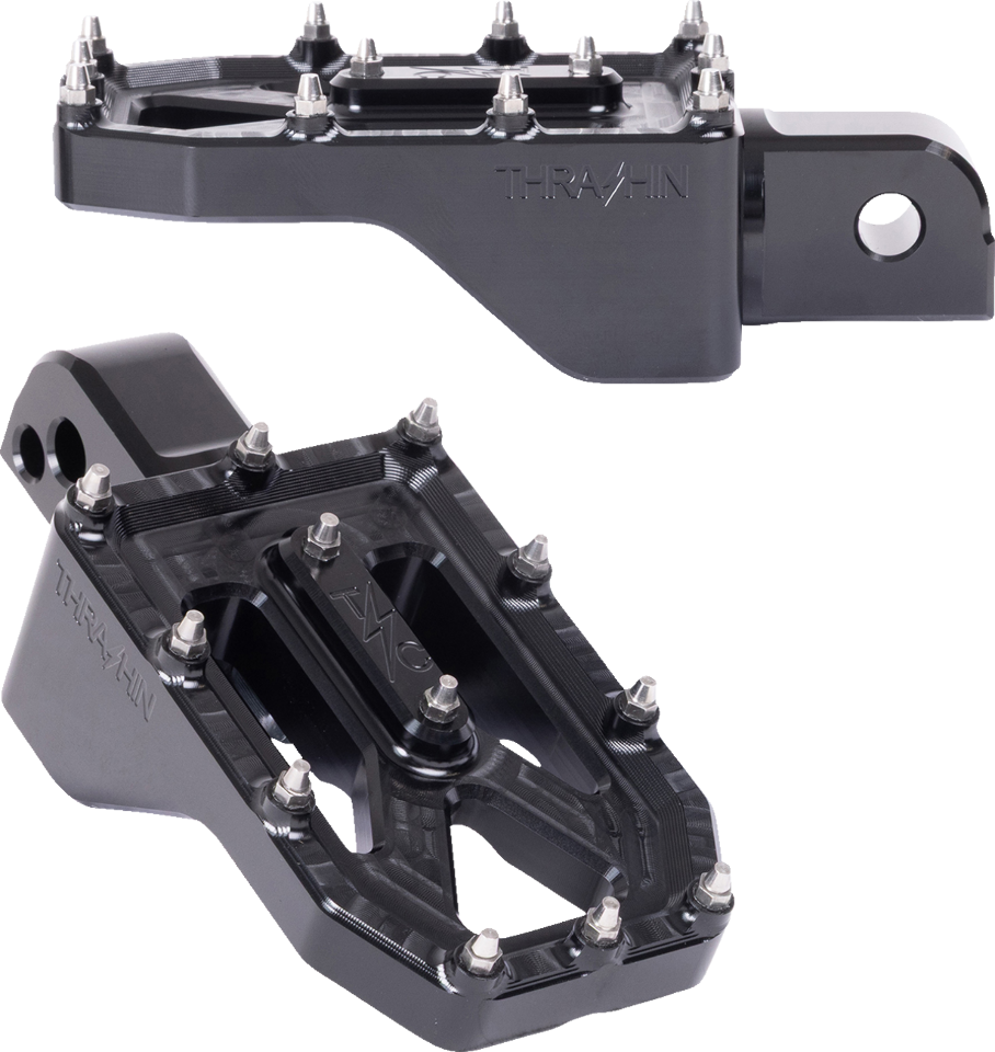 Thrashin Supply Black Aggressor Rear Foot Pegs for 2018-2025 Harley Softail