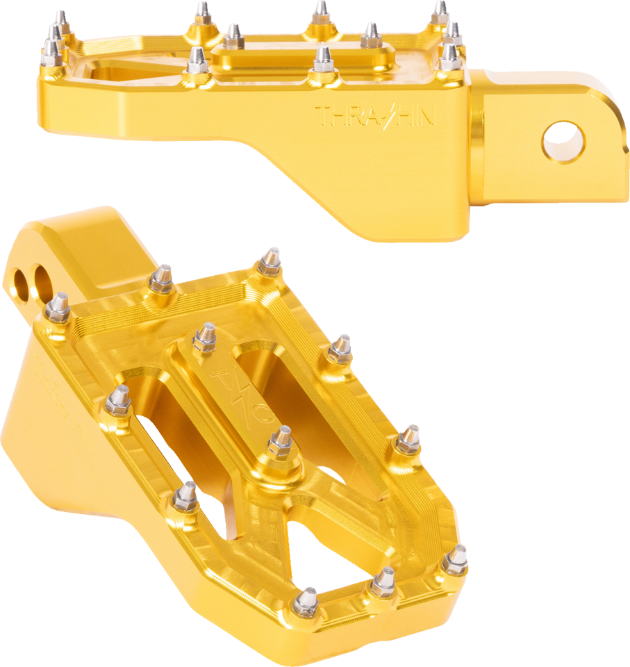 Thrashin Supply Gold Aggressor Rear Foot Pegs for 2018-2025 Harley Softail
